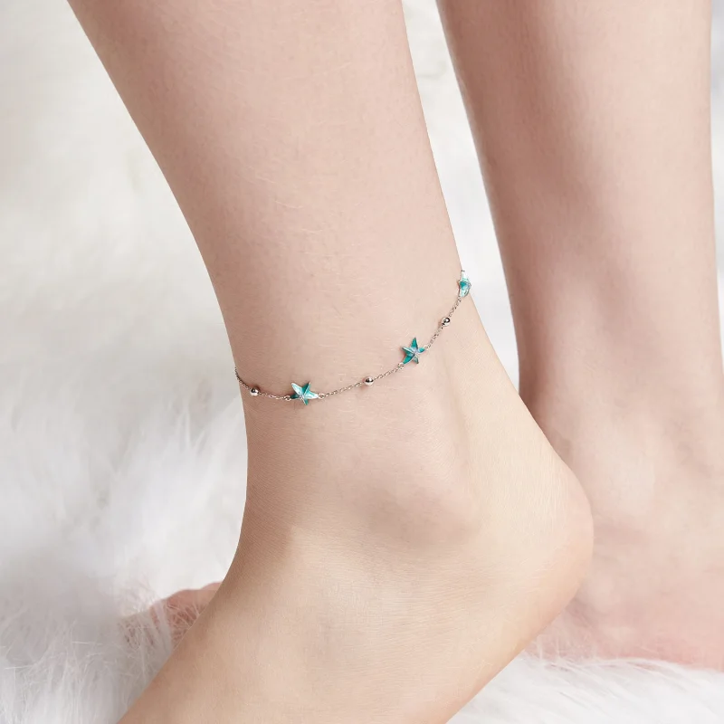(imagem para) PANDORA Pulseira de Tornozelo Estrela-do-Mar Teal - SCT026 - Visualizar 5