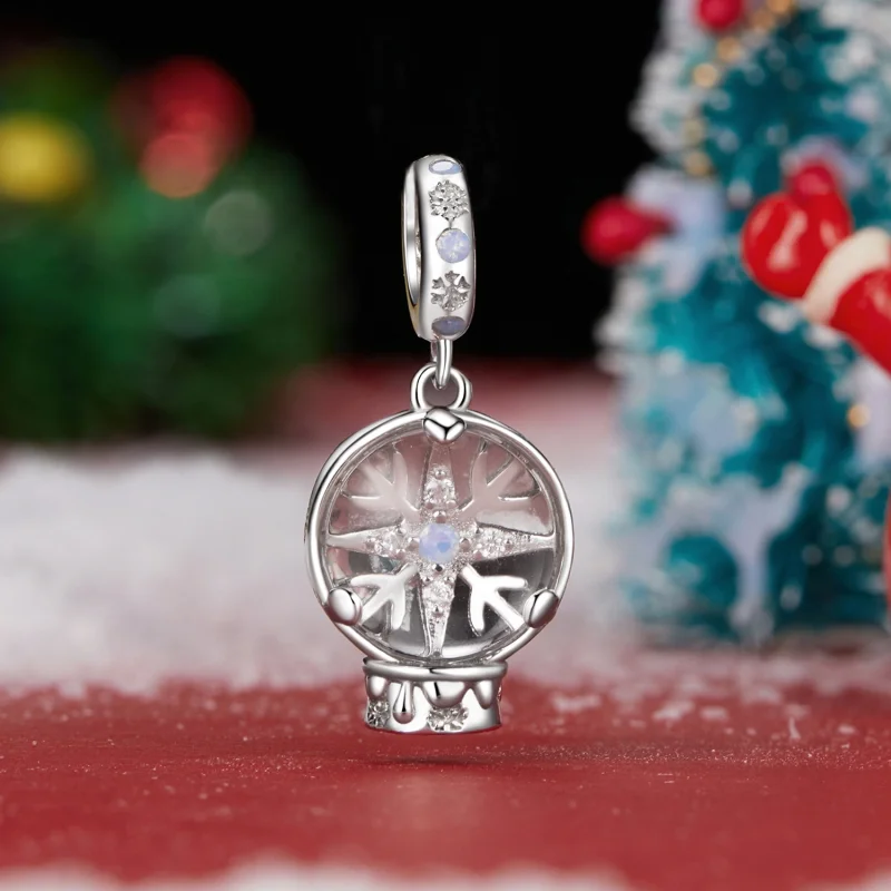 (imagem para) Pingente Bola de Cristal de Floco de Neve de Natal Estilo PANDORA - SCC2917 - Visualizar 2