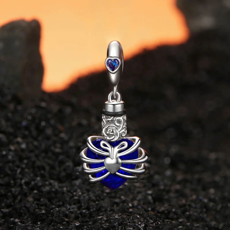 (imagem para) Pingente Coração Azul com Rosa Memorial Estilo PANDORA - BSC1058-BU - Visualizar 2