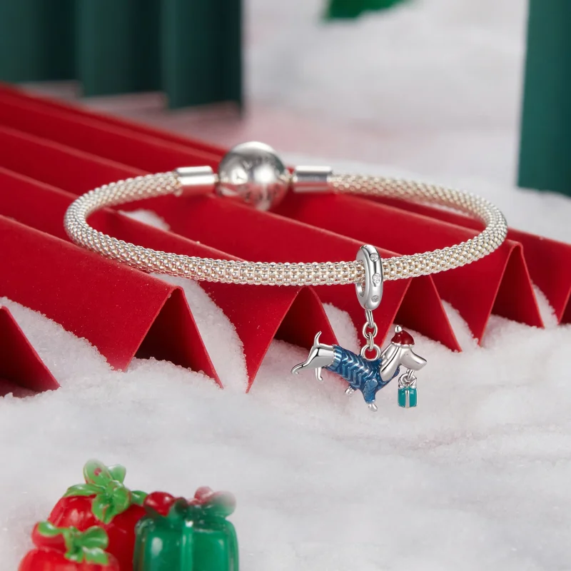 (imagem para) Pingente de Dachshund de Natal Estilo PANDORA - BSC1069 - Visualizar 3