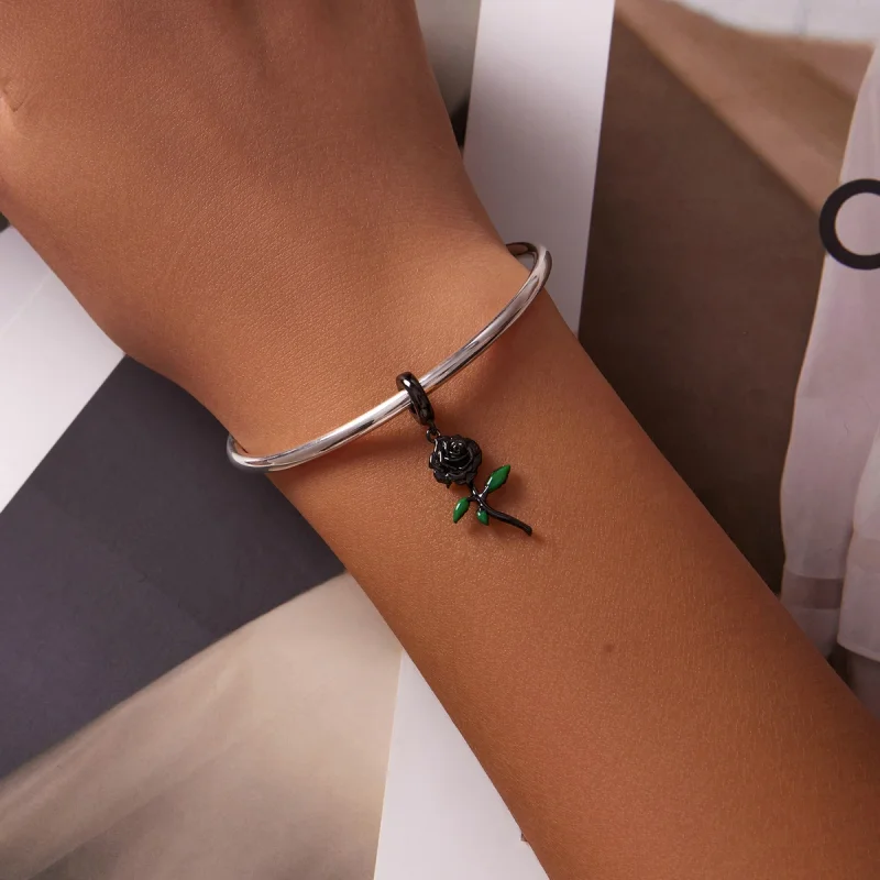 (imagem para) Pingente Estilo PANDORA Rosa Preta - BSC584 - Visualizar 5