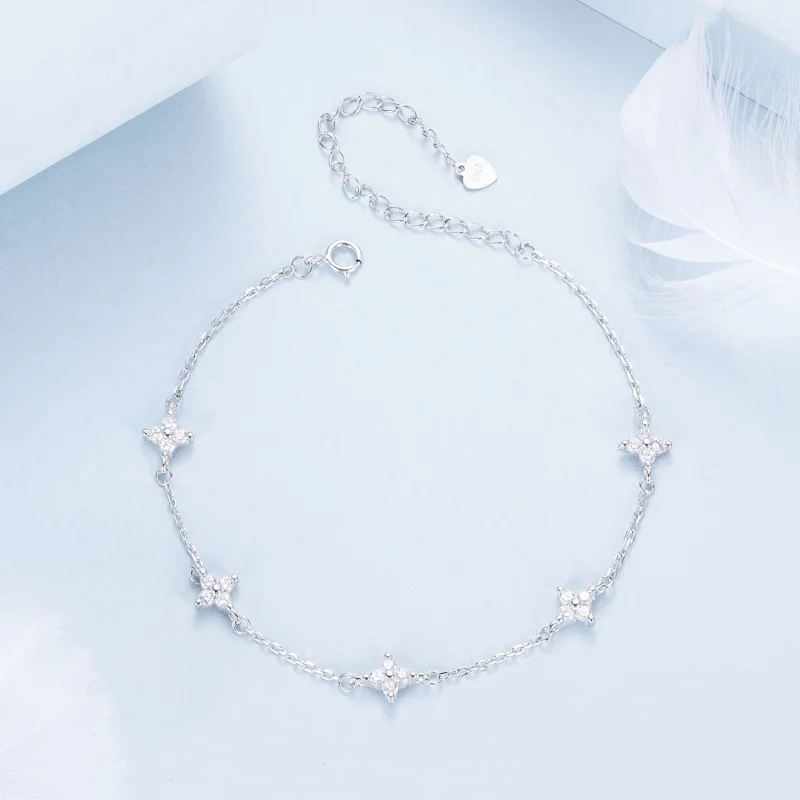 (imagem para) Tornozelo de Trevo de Quatro Folhas Estilo PANDORA - BST008 - Visualizar 3