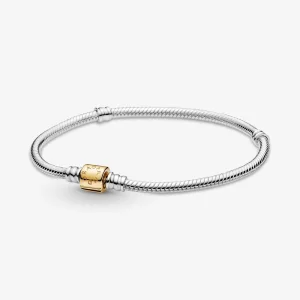 (imagem para) Bracelete Pandora Moments Corrente Cobra com Fecho de Tonel Duas Cores - 599347C00