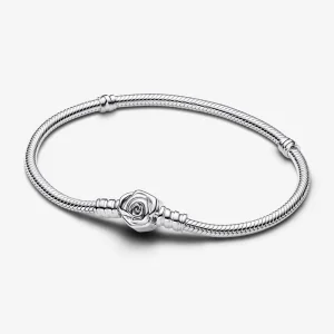 (imagem para) Bracelete Pandora Moments Rosa em Flor Fivela de Cobra Corrente - 593211C00