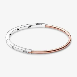 (imagem para) Bracelete Pandora Signature Duas Cores com Pavê I-D - 582740C01