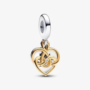 Charm Duplo Pingente Gravável Para Mãe com Diamante Cultivado em Laboratório Pandora - 763237C01 (imagem para) Charm Duplo Pingente Gravável Para Mãe com Diamante Cultivado em Laboratório Pandora - 763237C01