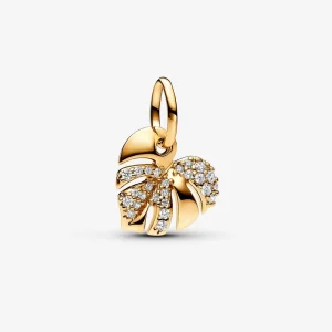 Charm Pingente Folha de Costela-de-Adão com Brilhos Pandora - 763349C01 (imagem para) Charm Pingente Folha de Costela-de-Adão com Brilhos Pandora - 763349C01