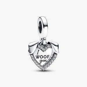 Pandora Heart & Dog Double Dangle Charm - 792647C01 (imagem para) Pandora Heart & Dog Double Dangle Charm - 792647C01