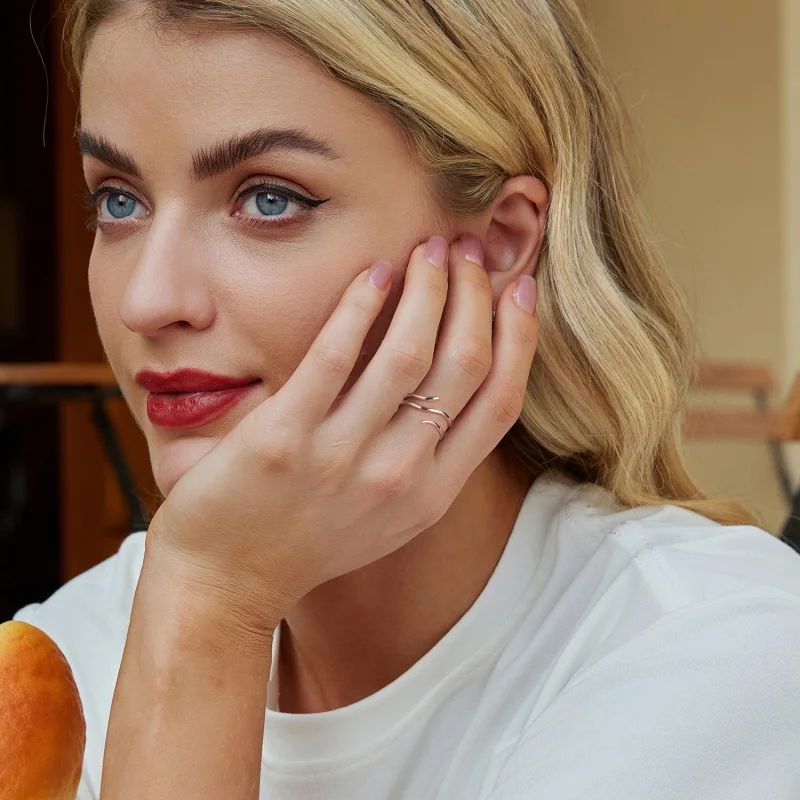 (imagem para) Anel Aberto Simples de Múltiplas Camadas Estilo PANDORA - SCR1040-E - Visualizar 8