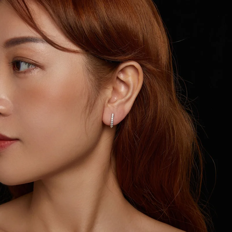 (imagem para) Brincos cintilantes de Moissanita Estilo PANDORA (com um certificado) - MSE060 - Visualizar 12