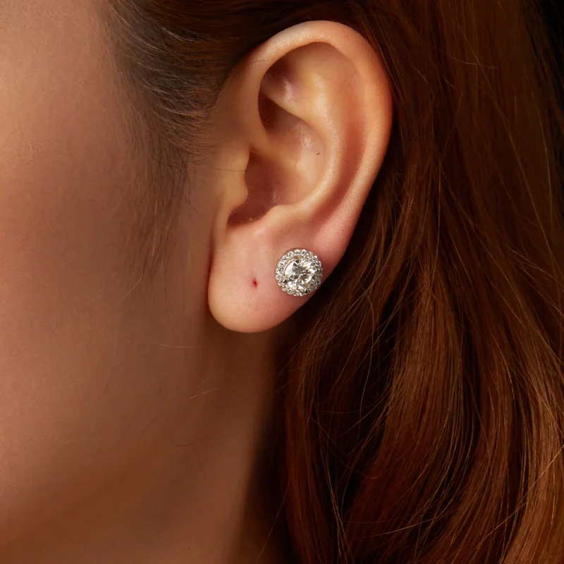 (imagem para) Brincos Stud de Moissanite Pandora Style 1Ct (Dois Certificados) - MSE039 - Visualizar 4