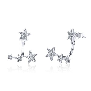 Brincos Petit Estrelas estilo Pandora - SCE448 Brincos Petit Estrelas estilo Pandora - SCE448