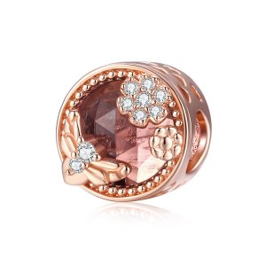 Charm Jardim Secreto estilo Pandora Rosa - BSC389 Charm Jardim Secreto estilo Pandora Rosa - BSC389