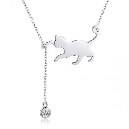 Colar Gatinho travesso estilo Pandora - SCN232  Clique na imagem para fechar