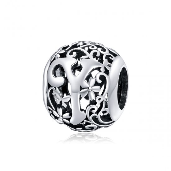 Charm Flores com orifícios, letra Y estilo Pandora - SCC1444-Y  Clique na imagem para fechar