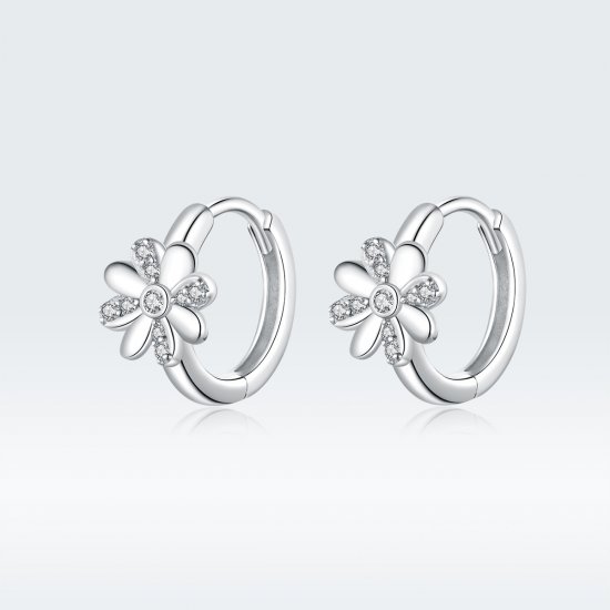 Brinco Argolas Margarida estilo Pandora - BSE359  Clique na imagem para fechar