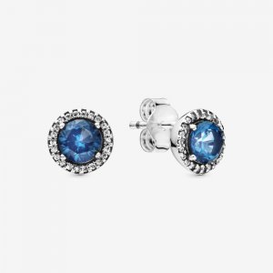 Brincos Blue Round Sparkle Pandora - 296272C01 Brincos Blue Round Sparkle Pandora - 296272C01