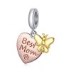 Charm Pendente Dois tons Melhor mãe estilo Pandora - SCC1792 Charm Pendente Dois tons Melhor mãe estilo Pandora - SCC1792