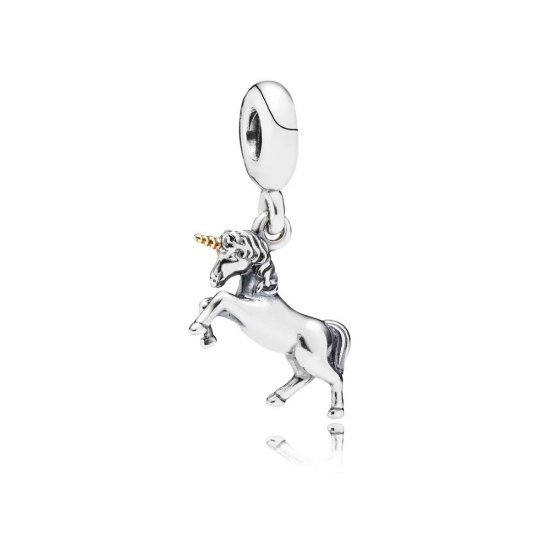 Charm PANDORA de Prata e Ouro Pendente Unicórnio - 791200  Clique na imagem para fechar