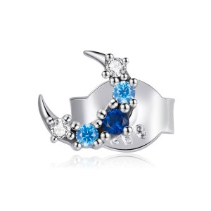Brincos Petit Lua única água-marinha estilo Pandora - SCE1065 Brincos Petit Lua única água-marinha estilo Pandora - SCE1065