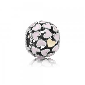 Charm PANDORA de Prata e Ouro Vazado Multi Corações - 791283EN40