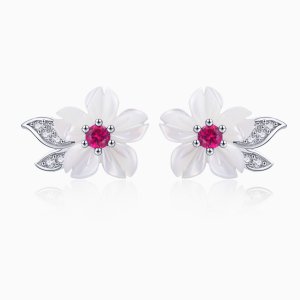 Brincos Petit Flor de cerejeira estilo Pandora - BSE055 Brincos Petit Flor de cerejeira estilo Pandora - BSE055