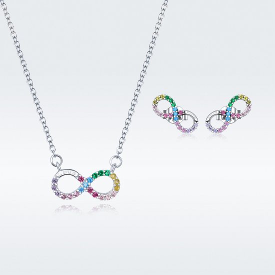 Conjunto de joias Dois tons Infinidade estilo Pandora - SET021  Clique na imagem para fechar
