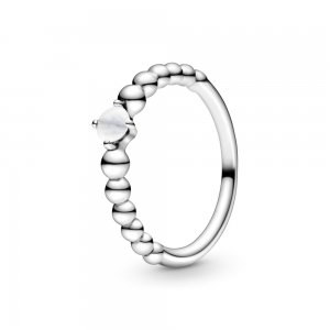 Anel Milky White Beaded Pandora - 198867C04 Anel Milky White Beaded Pandora - 198867C04