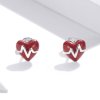 Brincos Petit Anjo de branco Love Heartbeat estilo Pandora - SCE968