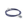 Bracelete PANDORA De Couro Azul Dupla Com Floco de neve
