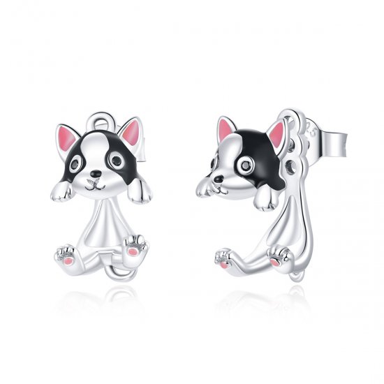 Brincos Petit Cachorro estilo Pandora - SCE978  Clique na imagem para fechar