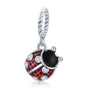 Charm Pendente Joaninha seis estrelas estilo Pandora - SCC1874 Charm Pendente Joaninha seis estrelas estilo Pandora - SCC1874
