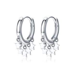 Brinco Argolas Estrelas Tassel estilo Pandora - SCE684 Brinco Argolas Estrelas Tassel estilo Pandora - SCE684