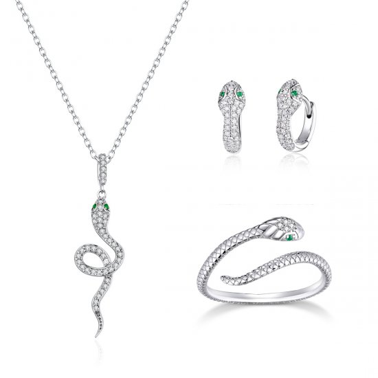 Conjunto de joias Dois tons Cobras estilo Pandora - SET020  Clique na imagem para fechar