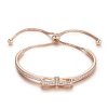Bracelete estilo Pandora Rígido Bowknot doce Rosa - SCB108-C
