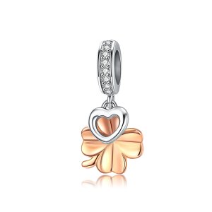 Charm Pendente Trevo-de-quatro-folhas estilo Pandora - SCC1238 Charm Pendente Trevo-de-quatro-folhas estilo Pandora - SCC1238