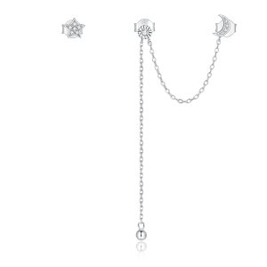 Brinco Lua e estrelas sonhadoras estilo Pandora - BSE431 Brinco Lua e estrelas sonhadoras estilo Pandora - BSE431
