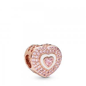 Charm Corações em Copas Pandora Rosa - 788097NPR