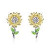 Brincos Petit Dois tons Girassol estilo Pandora - SCE919 Brincos Petit Dois tons Girassol estilo Pandora - SCE919