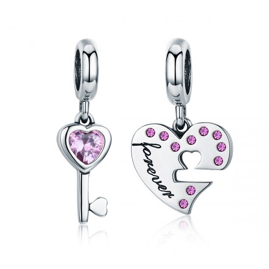 Charm Pendente Coração & Chave estilo Pandora - SCC638  Clique na imagem para fechar