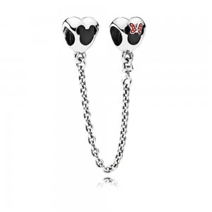 Corrente De Segurança Pandora de prata Disney, Mickey E Minnie Mouse