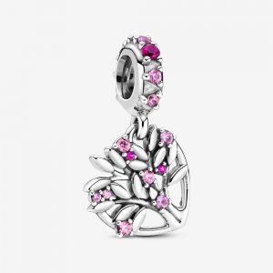 Charm Pendente De Coração E Árvore Da Família Rosa - 799153C01 Charm Pendente De Coração E Árvore Da Família Rosa - 799153C01