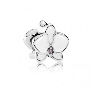 Charm PANDORA Orquídea Branca - Flor da Pureza do Amor - 792074EN12 Charm PANDORA Orquídea Branca - Flor da Pureza do Amor - 792074EN12