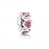 Separador PANDORA de Prata Corações de Zircônias Rosa - 791252CZS