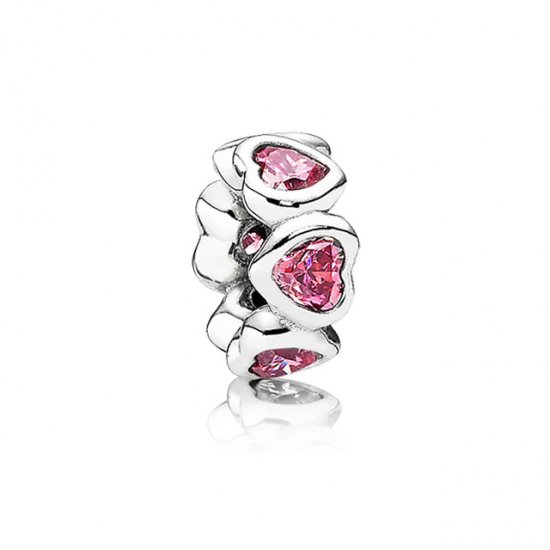 Separador PANDORA de Prata Corações de Zircônias Rosa - 791252CZS  Clique na imagem para fechar