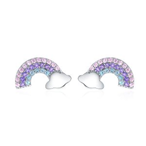Brincos Petit Pequeno arco-íris estilo Pandora - SCE578 Brincos Petit Pequeno arco-íris estilo Pandora - SCE578