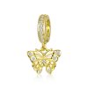 Charm Pendente Borboleta dourada estilo Pandora - BSC248 Charm Pendente Borboleta dourada estilo Pandora - BSC248