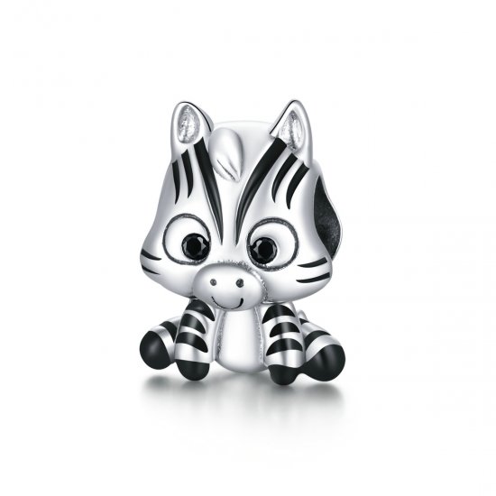 Charm Zebra de desenho animado estilo Pandora - BSC387  Clique na imagem para fechar