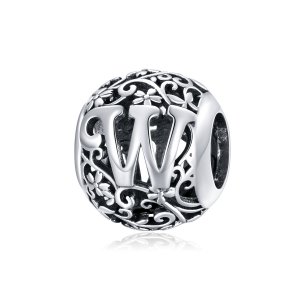 Charm Flores com orifícios, letra W estilo Pandora - SCC1444-W
