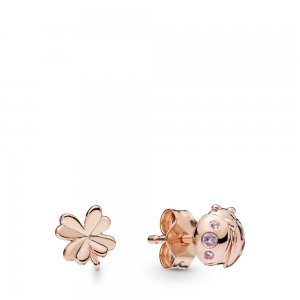 Brincos Petit Trevo de quatro folhas e joaninha Pandora Rose - 287960NPO